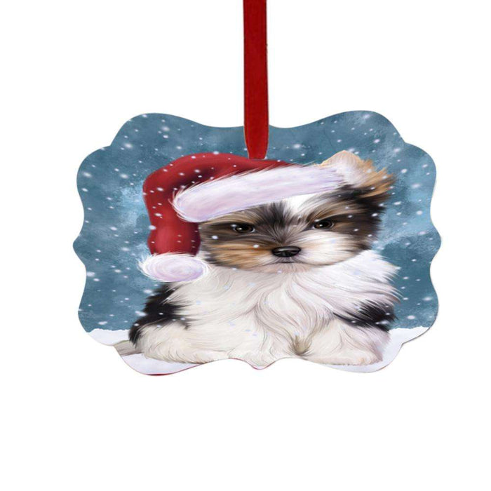 Let it Snow Christmas Holiday Biewer Dog Double-Sided Photo Benelux Christmas Ornament LOR48922