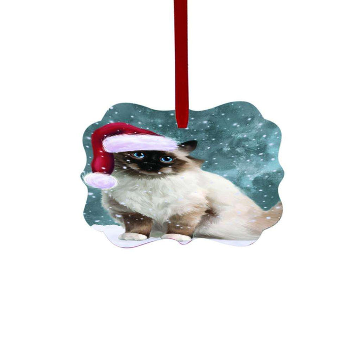 Let it Snow Christmas Holiday Birman Cat Double-Sided Photo Benelux Christmas Ornament LOR48457