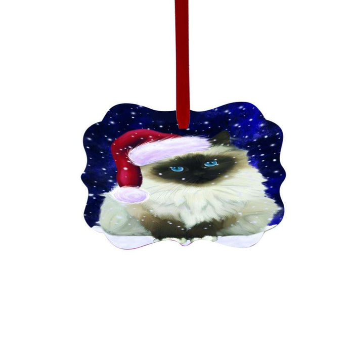 Let it Snow Christmas Holiday Birman Cat Double-Sided Photo Benelux Christmas Ornament LOR48458