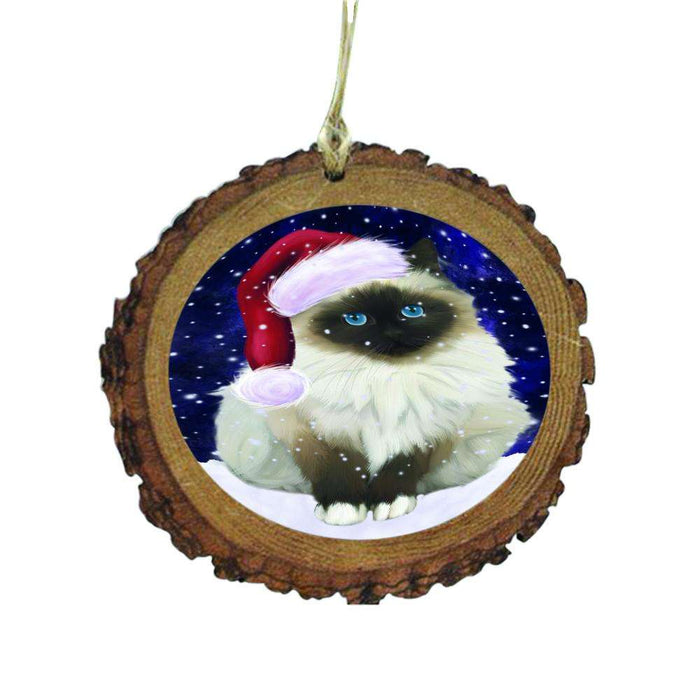 Let it Snow Christmas Holiday Birman Cat Wooden Christmas Ornament WOR48458