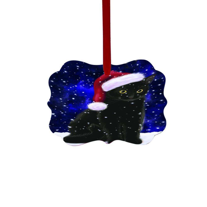 Let it Snow Christmas Holiday Black Cat Double-Sided Photo Benelux Christmas Ornament LOR48460