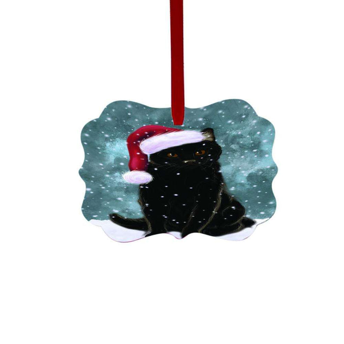 Let it Snow Christmas Holiday Black Cat Double-Sided Photo Benelux Christmas Ornament LOR48461