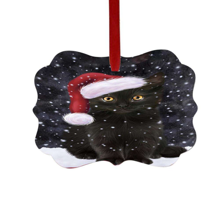 Let it Snow Christmas Holiday Black Cat Double-Sided Photo Benelux Christmas Ornament LOR48923