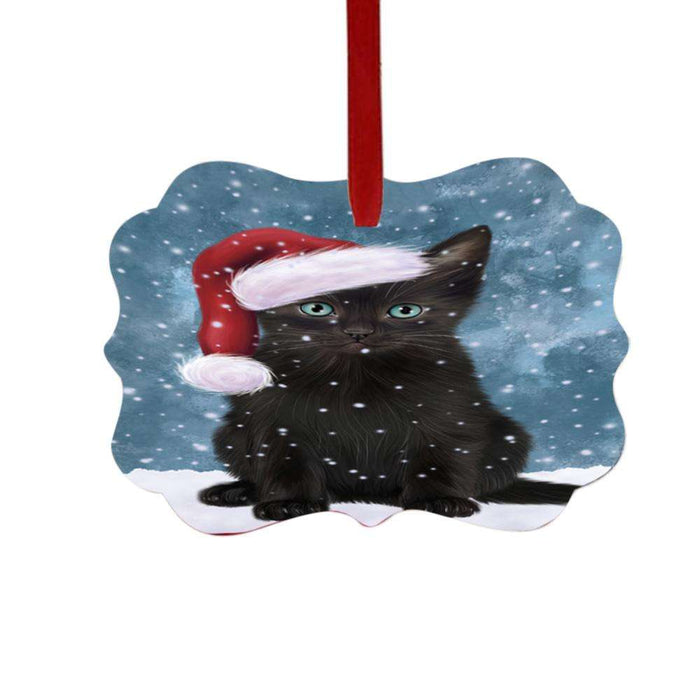 Let it Snow Christmas Holiday Black Cat Double-Sided Photo Benelux Christmas Ornament LOR48925