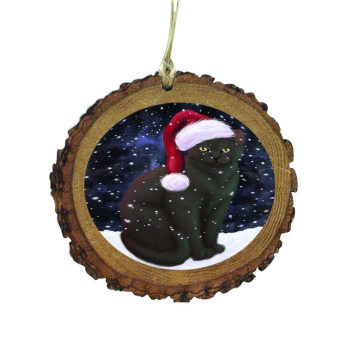 Let it Snow Christmas Holiday Black Cat Wooden Christmas Ornament WOR48459