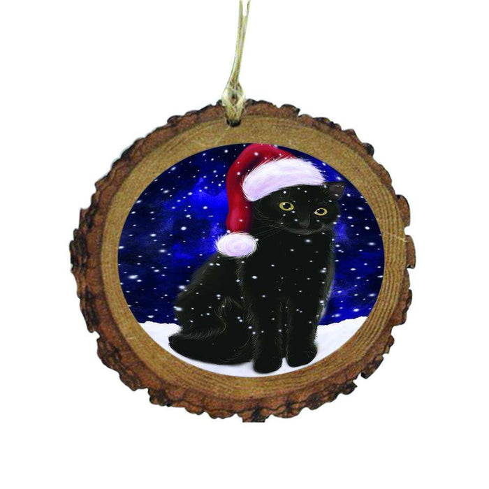 Let it Snow Christmas Holiday Black Cat Wooden Christmas Ornament WOR48460