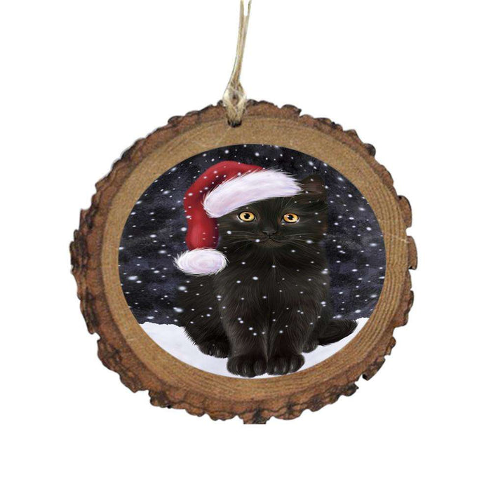 Let it Snow Christmas Holiday Black Cat Wooden Christmas Ornament WOR48923