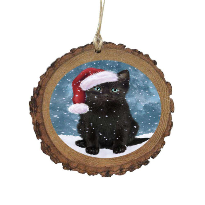 Let it Snow Christmas Holiday Black Cat Wooden Christmas Ornament WOR48925