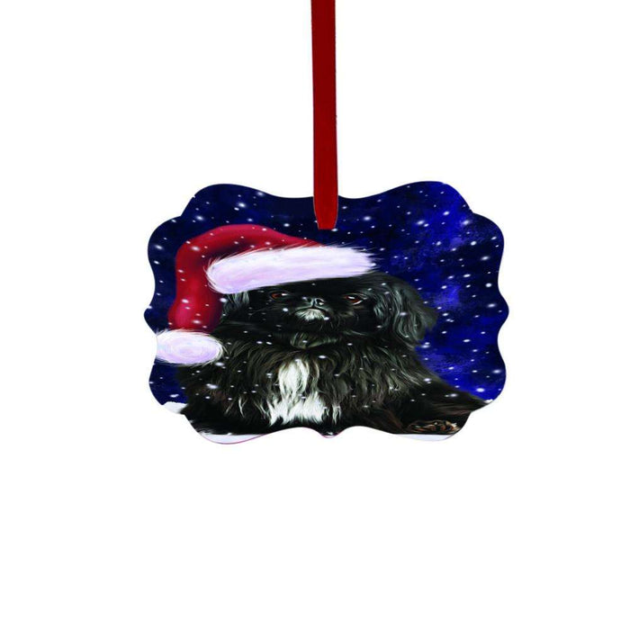 Let it Snow Christmas Holiday Black Pekingnes Dog Double-Sided Photo Benelux Christmas Ornament LOR48462