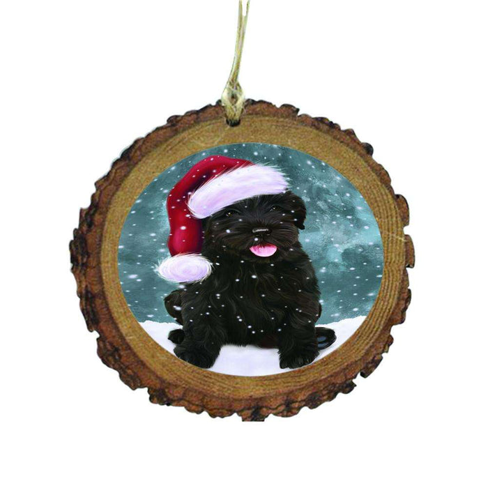 Let it Snow Christmas Holiday Black Russian Terrier Dog Wooden Christmas Ornament WOR48464