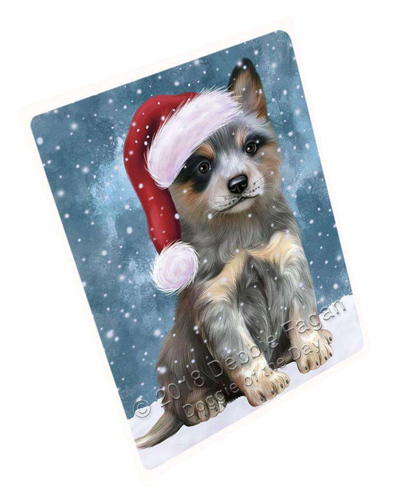 Let it Snow Christmas Holiday Blue Heeler Dog Wearing Santa Hat Blanket BLNKT105924