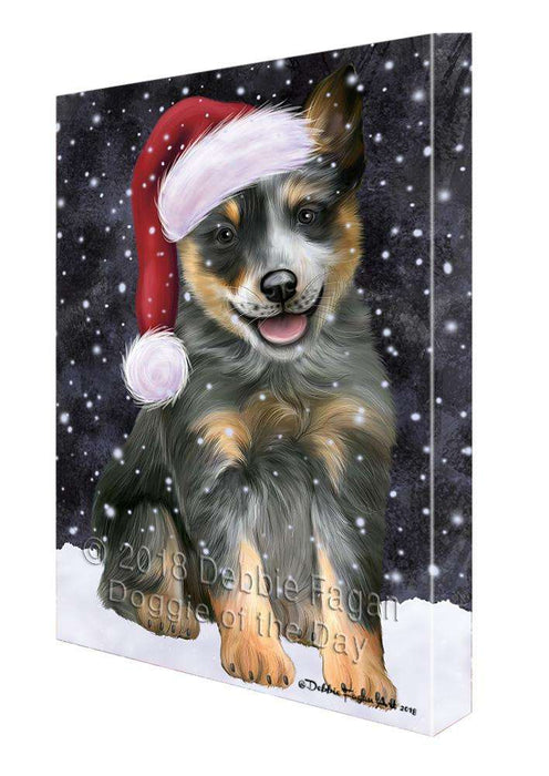 Let it Snow Christmas Holiday Blue Heeler Dog Wearing Santa Hat Canvas Print Wall Art Décor CVS106415