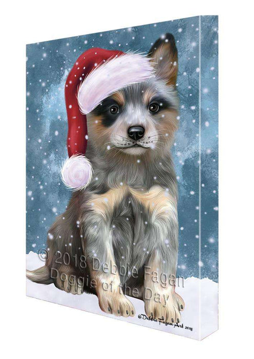 Let it Snow Christmas Holiday Blue Heeler Dog Wearing Santa Hat Canvas Print Wall Art Décor CVS106433