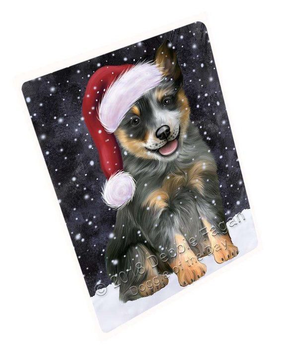 Let it Snow Christmas Holiday Blue Heeler Dog Wearing Santa Hat Cutting Board C67299