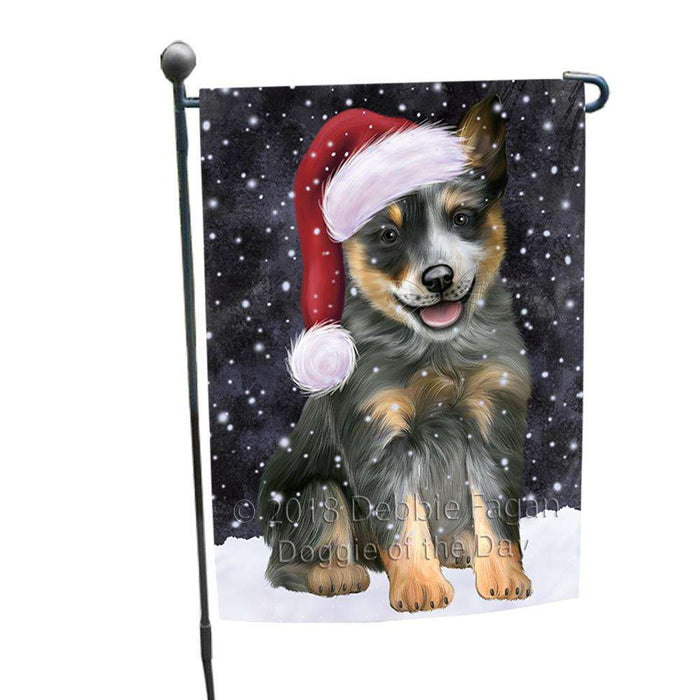 Let it Snow Christmas Holiday Blue Heeler Dog Wearing Santa Hat Garden Flag GFLG54347