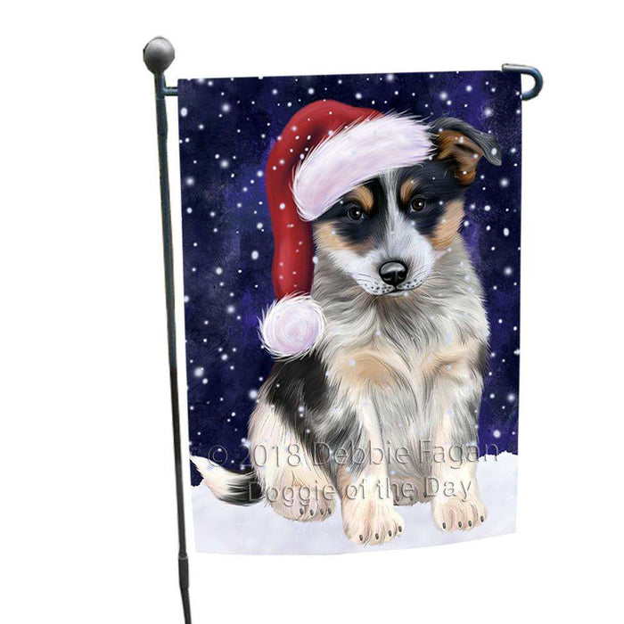 Let it Snow Christmas Holiday Blue Heeler Dog Wearing Santa Hat Garden Flag GFLG54348