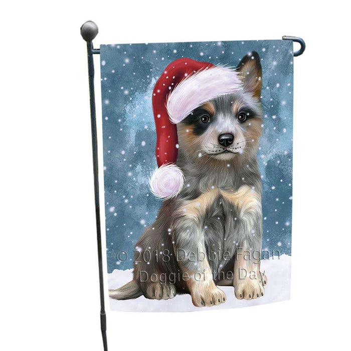 Let it Snow Christmas Holiday Blue Heeler Dog Wearing Santa Hat Garden Flag GFLG54349