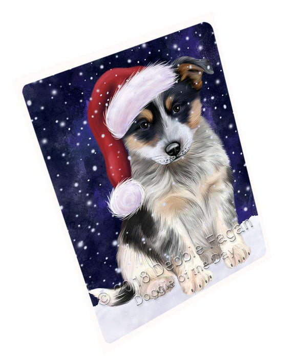 Let it Snow Christmas Holiday Blue Heeler Dog Wearing Santa Hat Large Refrigerator / Dishwasher Magnet RMAG86598