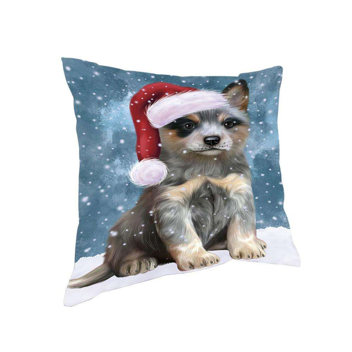 Let it Snow Christmas Holiday Blue Heeler Dog Wearing Santa Hat Pillow PIL73772