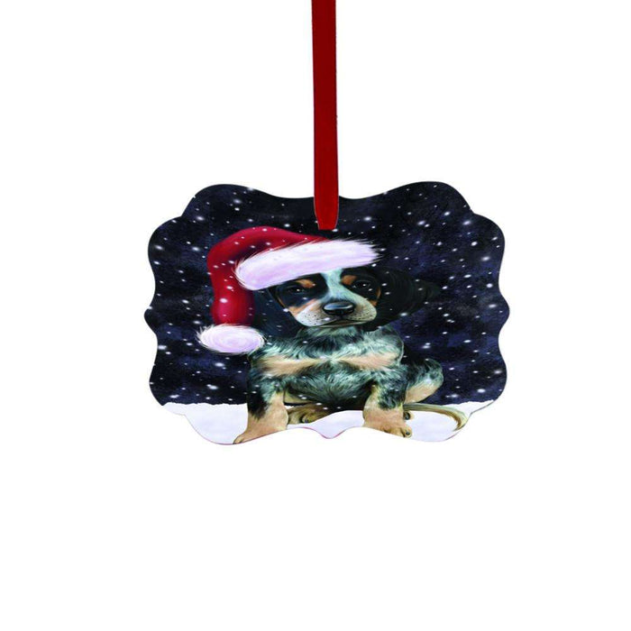 Let it Snow Christmas Holiday Bluetick Coonhound Dog Double-Sided Photo Benelux Christmas Ornament LOR48465