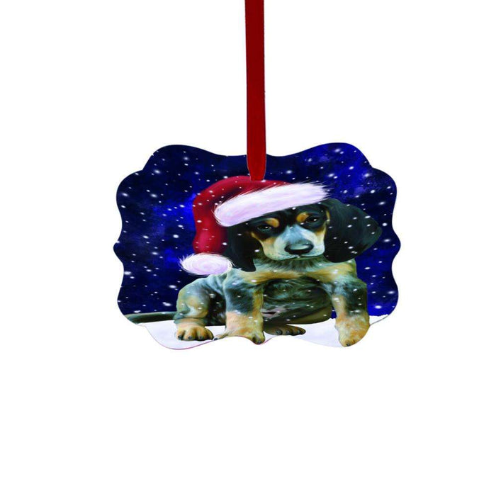 Let it Snow Christmas Holiday Bluetick Coonhound Dog Double-Sided Photo Benelux Christmas Ornament LOR48466