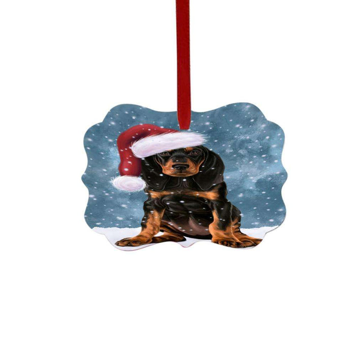 Let it Snow Christmas Holiday Bluetick Coonhound Dog Double-Sided Photo Benelux Christmas Ornament LOR48555