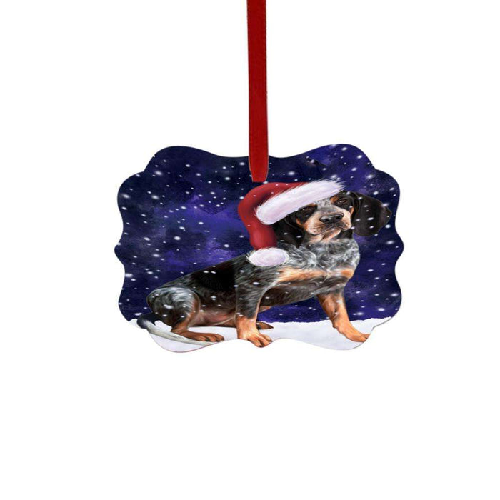 Let it Snow Christmas Holiday Bluetick Coonhound Dog Double-Sided Photo Benelux Christmas Ornament LOR48556