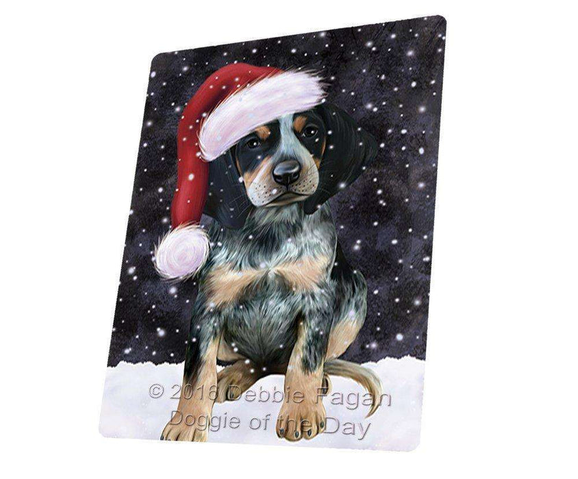 Let it Snow Christmas Holiday Bluetick Coonhound Dog Wearing Santa Hat Art Portrait Print Woven Throw Sherpa Plush Fleece Blanket