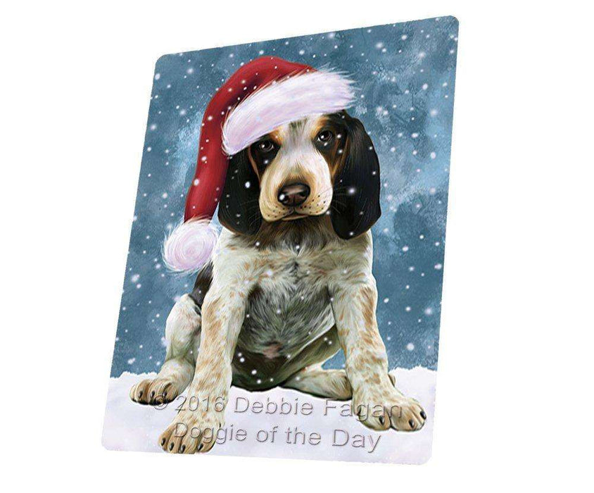 Let it Snow Christmas Holiday Bluetick Coonhound Dog Wearing Santa Hat Art Portrait Print Woven Throw Sherpa Plush Fleece Blanket