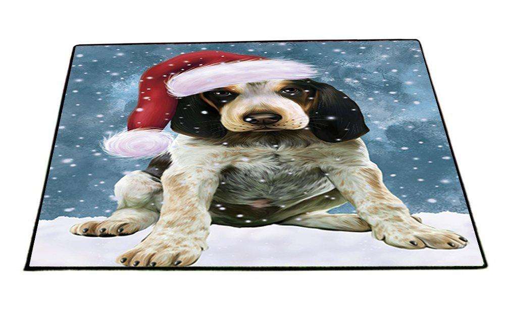 Let it Snow Christmas Holiday Bluetick Coonhound Dog Wearing Santa Hat Indoor/Outdoor Floormat
