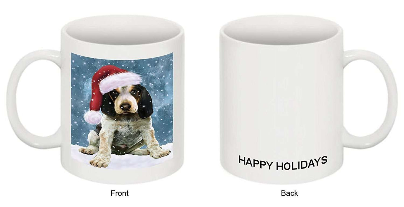 Let it Snow Christmas Holiday Bluetick Coonhound Dog Wearing Santa Hat Mug