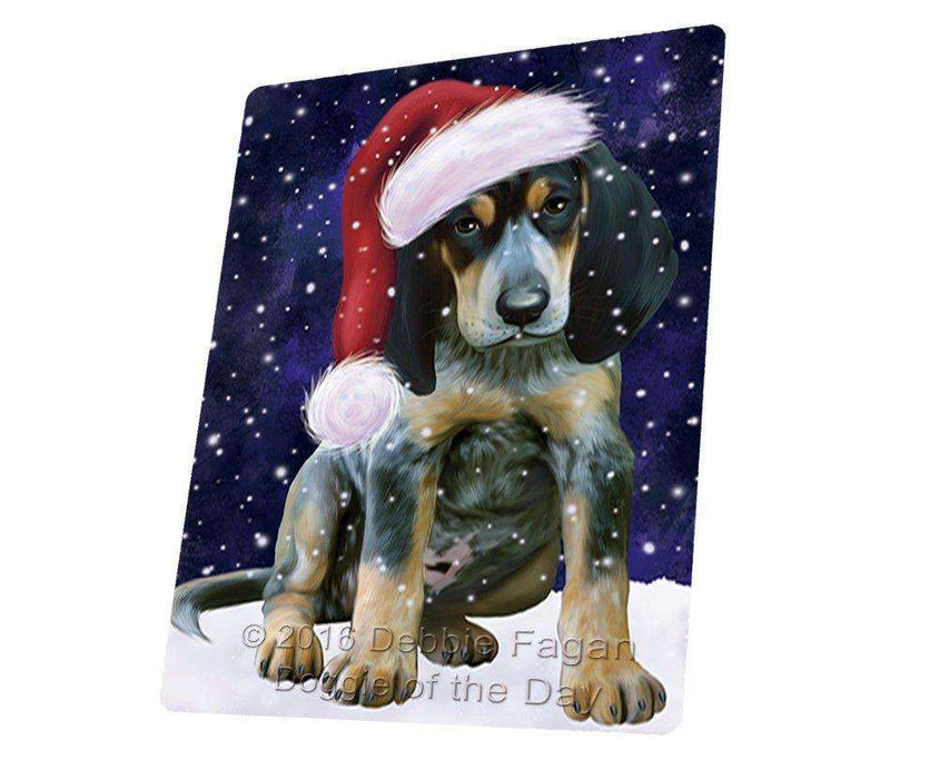 Let it Snow Christmas Holiday Bluetick Coonhound Dog Wearing Santa Hat Tempered Cutting Board