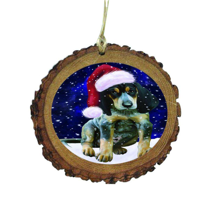 Let it Snow Christmas Holiday Bluetick Coonhound Dog Wooden Christmas Ornament WOR48466