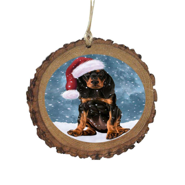 Let it Snow Christmas Holiday Bluetick Coonhound Dog Wooden Christmas Ornament WOR48555