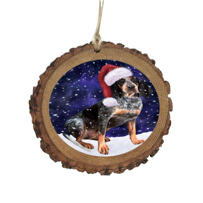 Let it Snow Christmas Holiday Bluetick Coonhound Dog Wooden Christmas Ornament WOR48556