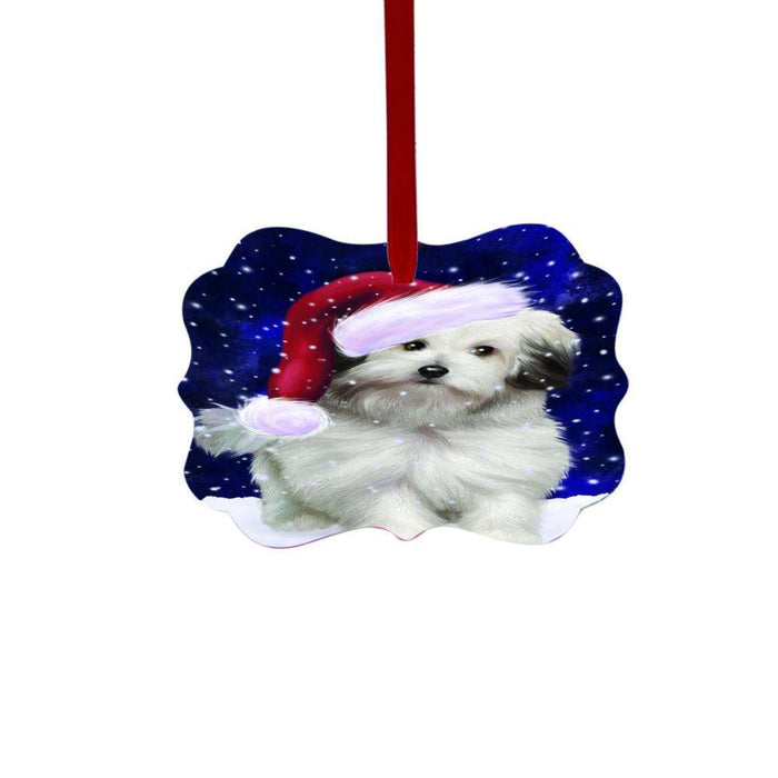 Let it Snow Christmas Holiday Bolognese Dog Double-Sided Photo Benelux Christmas Ornament LOR48468