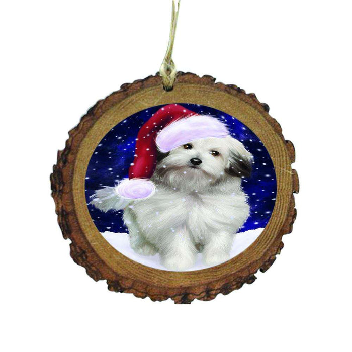 Let it Snow Christmas Holiday Bolognese Dog Wooden Christmas Ornament WOR48468