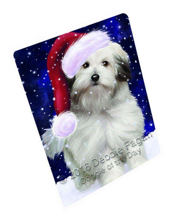 Let It Snow Christmas Holiday Bolognese Dogs Wearing Santa Hat Magnet Mini (3.5" x 2")