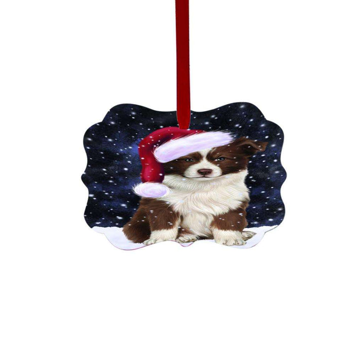 Let it Snow Christmas Holiday Border Collie Dog Double-Sided Photo Benelux Christmas Ornament LOR48469