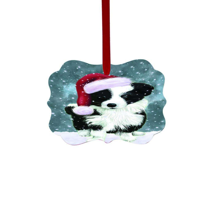 Let it Snow Christmas Holiday Border Collie Dog Double-Sided Photo Benelux Christmas Ornament LOR48472