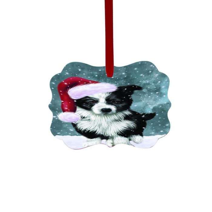 Let it Snow Christmas Holiday Border Collie Dog Double-Sided Photo Benelux Christmas Ornament LOR48474