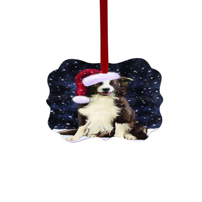 Let it Snow Christmas Holiday Border Collie Dog Double-Sided Photo Benelux Christmas Ornament LOR48475