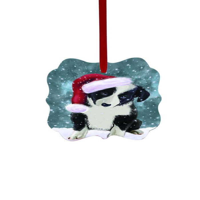 Let it Snow Christmas Holiday Border Collie Dog Double-Sided Photo Benelux Christmas Ornament LOR48476