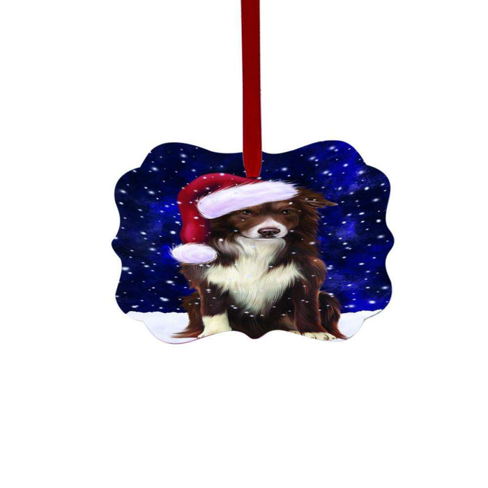 Let it Snow Christmas Holiday Border Collie Dog Double-Sided Photo Benelux Christmas Ornament LOR48478