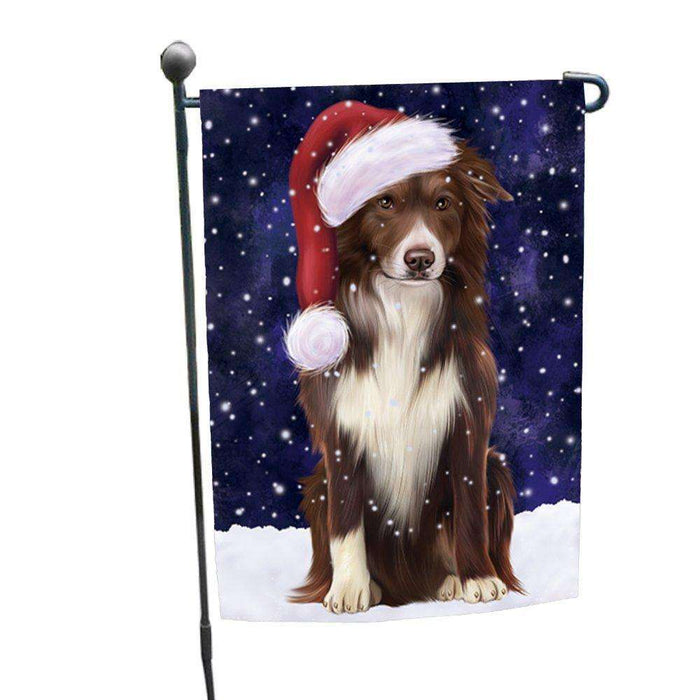 Let it Snow Christmas Holiday Border Collie Dog Wearing Santa Hat Garden Flag D222