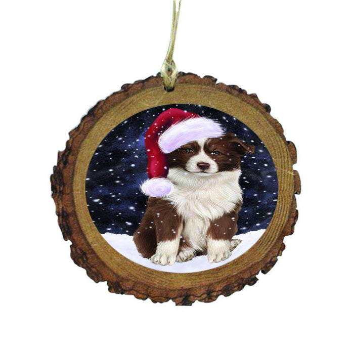 Let it Snow Christmas Holiday Border Collie Dog Wooden Christmas Ornament WOR48469