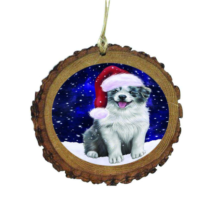 Let it Snow Christmas Holiday Border Collie Dog Wooden Christmas Ornament WOR48470