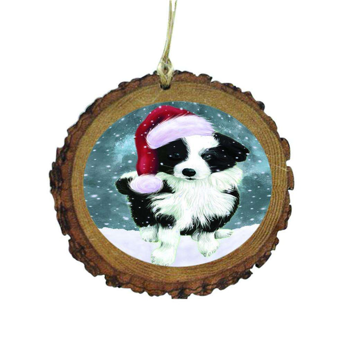 Let it Snow Christmas Holiday Border Collie Dog Wooden Christmas Ornament WOR48472