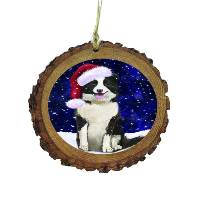 Let it Snow Christmas Holiday Border Collie Dog Wooden Christmas Ornament WOR48473