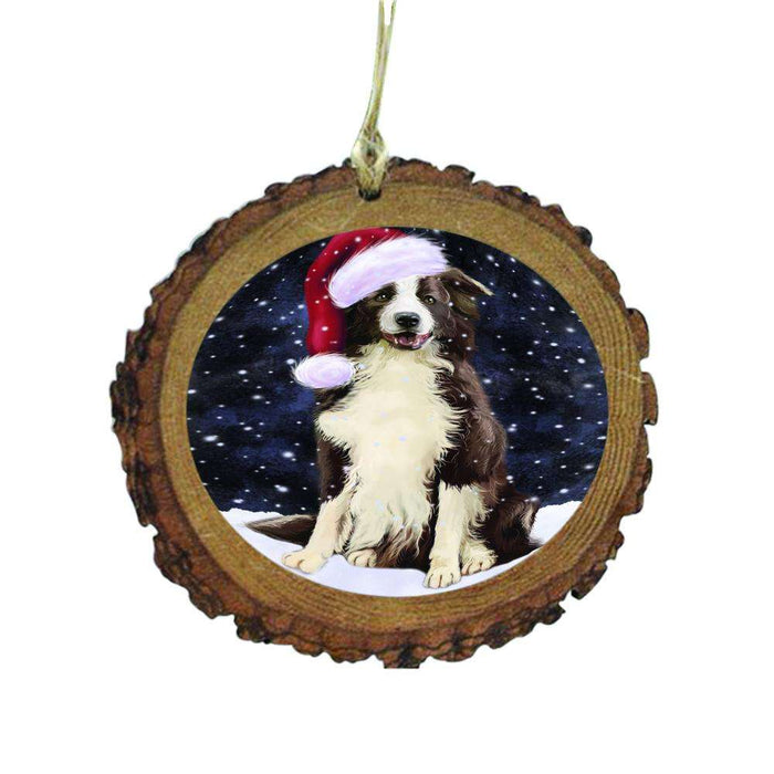 Let it Snow Christmas Holiday Border Collie Dog Wooden Christmas Ornament WOR48475